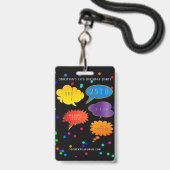 Badge Neon Speech Bubble Boy Girl Birthday Party Invitat (Front with Lanyard)