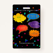 Badge Neon Speech Bubble Boy Girl Birthday Party Invitat (Devant)