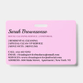 Badge Nettoyage de Maison de Dessin Animé Rose Violet Bl (Arrière)