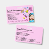 Badge Nettoyage de Maison de Dessin Animé Rose Violet Bl (Avant & arrière)