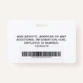 Badge Nettoyer Ajouter votre logo Office Code employé Ba (Dos)