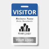 Badge Nettoyer bleu blanc Visiteur 2 Logos Modèle (Face)