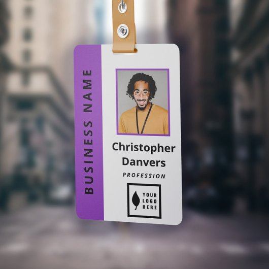 Badge Nettoyer le blanc violet Ajouter votre logo Employ