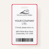 Badge Nettoyer le code photo minimal rouge de l'employé  (Dos)