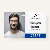 Badge Nettoyer l'ID employé bleu Ajouter votre logo (Devant)