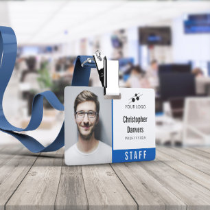Badge Nettoyer l'ID employé bleu Ajouter votre logo