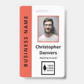 Badge Nettoyer Orange Blanc Ajouter votre logo Employé d (Face)