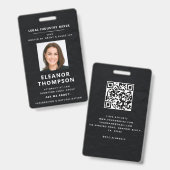 Badge Networking Black Modern Elegance Photo QR Business (Avant & arrière)