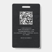 Badge Networking Black Modern Elegance Photo QR Business (Arrière)