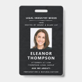 Badge Networking Black Modern Elegance Photo QR Business (Avant)