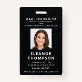 Badge Networking Black Modern Elegance Photo QR Business (Devant)