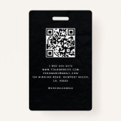 Badge Networking Black Modern Elegance Photo QR Business (Dos)