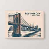Badge New York Brooklyn Bridge Skyline Bold Retro Travel (Recto)