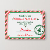 Badge Nice List Christmas Diploma Certificate (Recto)