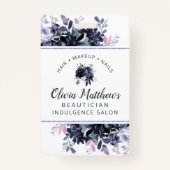 Badge Nocturne Floral Aquarelle Marine Custom Business (Devant)