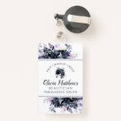 Badge Nocturne Floral Aquarelle Marine Custom Business (Back with Retractable)