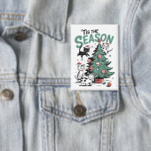 Badge Noël Chat Retro C'Est La Saison Meowa Catmas (Insitu)
