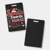 Badge Noël de la infirmière préférée de Santa (Avant & arrière)