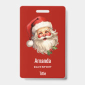 Badge Noël rétro Holly Jolly Santa Claus (Arrière)