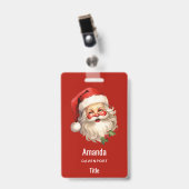 Badge Noël rétro Holly Jolly Santa Claus (Avant avec clip)