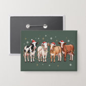 Badge Noël Vache Lover Cadeau Funny Vacances ferme (Recto/Verso)
