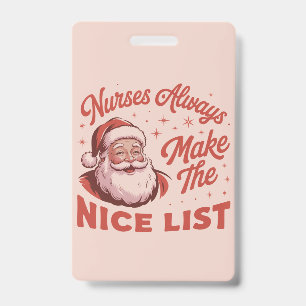 Badge Noël Vintage Santa Infirmières Font la Bonne Liste