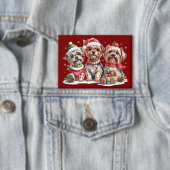 Badge Noël Yorkshire Terrier Amoureux de les chiens (Insitu)