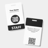 Badge Noir Blanc Nom de l'employé Logo de l'entreprise C (Front & Back)