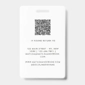 Badge Noir blanc QR code moderne photo minimale abstrait (Arrière)