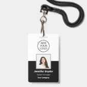 Badge Noir, carte d'identité de l'employé avec code QR, (Avant avec lanière)