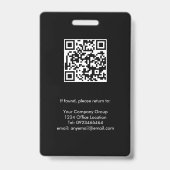 Badge Noir, carte d'identité de l'employé avec code QR, (Arrière)
