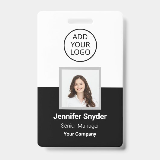Badge Noir, carte d'identité de l'employé avec code QR, (Avant)