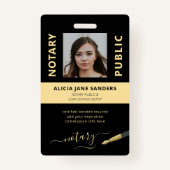 Badge Noir de luxe professionnel d'or personnalisé ID no (Devant)