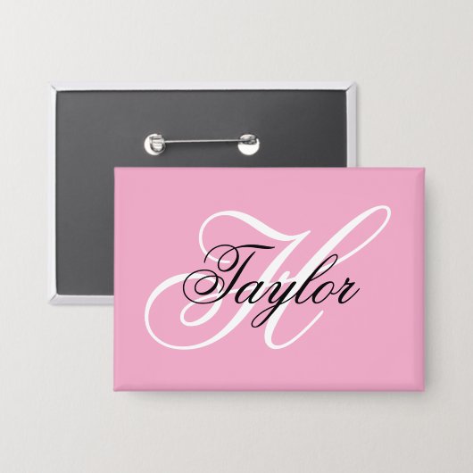 Badge Noir et blanc Fatigue Monogramme rose (Recto/Verso)