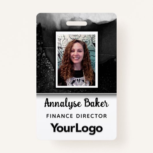 Badge Noir et blanc Professionnel AIIC Infirmière Nom ph (Devant)