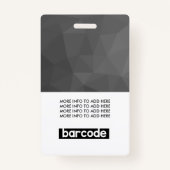 Badge Noir gris foncé Moderne Personnalisé Nom photo de  (Dos)