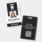 Badge Noir | ID photo de l'employé Sécurité de la sociét (Recto et verso)