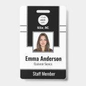 Badge Noir | ID photo de l'employé Sécurité de la sociét (Face)