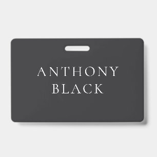 Badge Noir Mat Minimaliste Élégant Classique