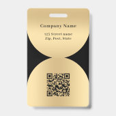 Badge Noir or photo nom arche code QR logo entreprise (Back)