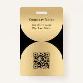 Badge Noir or photo nom arche code QR logo entreprise (Dos)