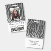 Badge Noir Professionnel Parties scintillant CNA Infirmi (Front & Back)