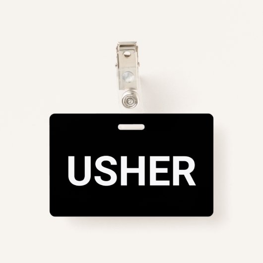 Badge Noir Usher (Dos avec clip)