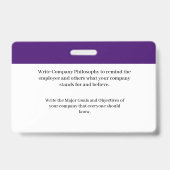 Badge Nom Code à Barres Logo Photo Employé Personn (Arrière)