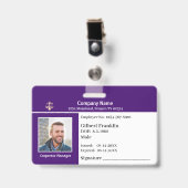 Badge Nom Code à Barres Logo Photo Employé Personn (Avant avec clip)