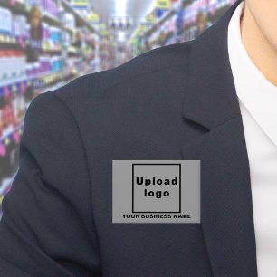 Badge Nom commercial et logo sur le bouton Rectangle gri