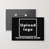 Badge Nom commercial et logo sur le bouton Rectangle noi (Recto/Verso)