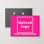 Badge Nom commercial et logo sur le bouton Rectangle ros (Recto/Verso)