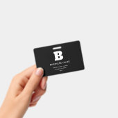 Badge Nom commercial modifiable et Slogan | Noir & Blanc (À main)