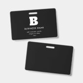 Badge Nom commercial modifiable et Slogan | Noir & Blanc (Recto et verso)